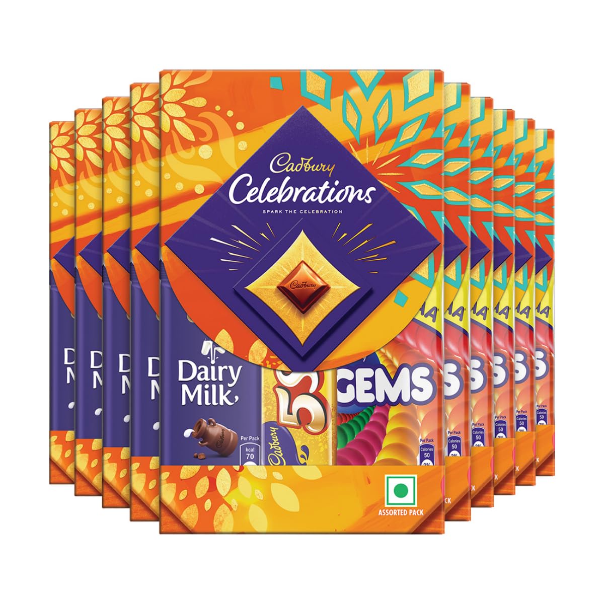 Cadbury Celebrations Assorted Chocolate Diwali Gift Pack, 49.2 g (Pack of 10)