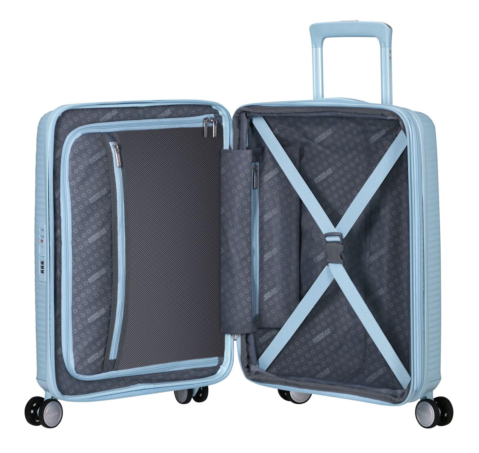 American Tourister Soundbox Spinner 55/20 TSA EXP Trolley Pastel Blue
