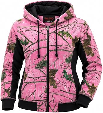 TrailCrest Women's Pink Camo Full Zip Hoodie Sweatshirt Hooded Jacket