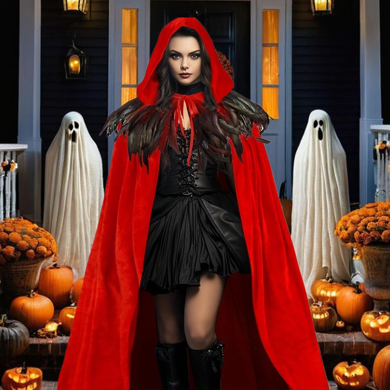 Generisch Herren Kapuzenumhang Lange Unisex Robe Halloween Verkleidung