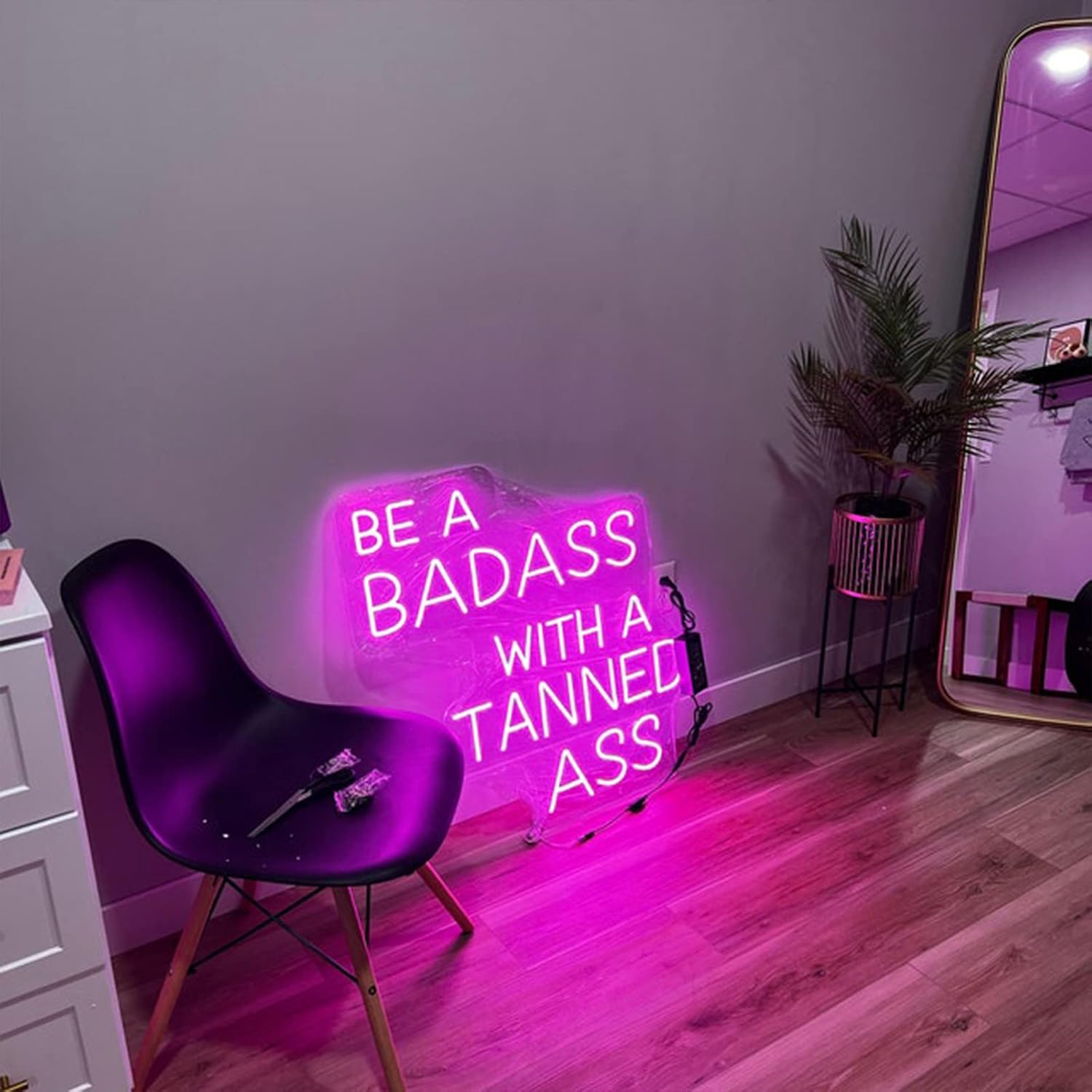 Neon Sign Be A Badass With A Good Ass Signs for Wall Decor, Pink LED Neon Light Decorative Lamp for Bachelorette Engagement Birthday Party Bar Club Art Decoration, Creative Gifts for Girls 15x14 In
