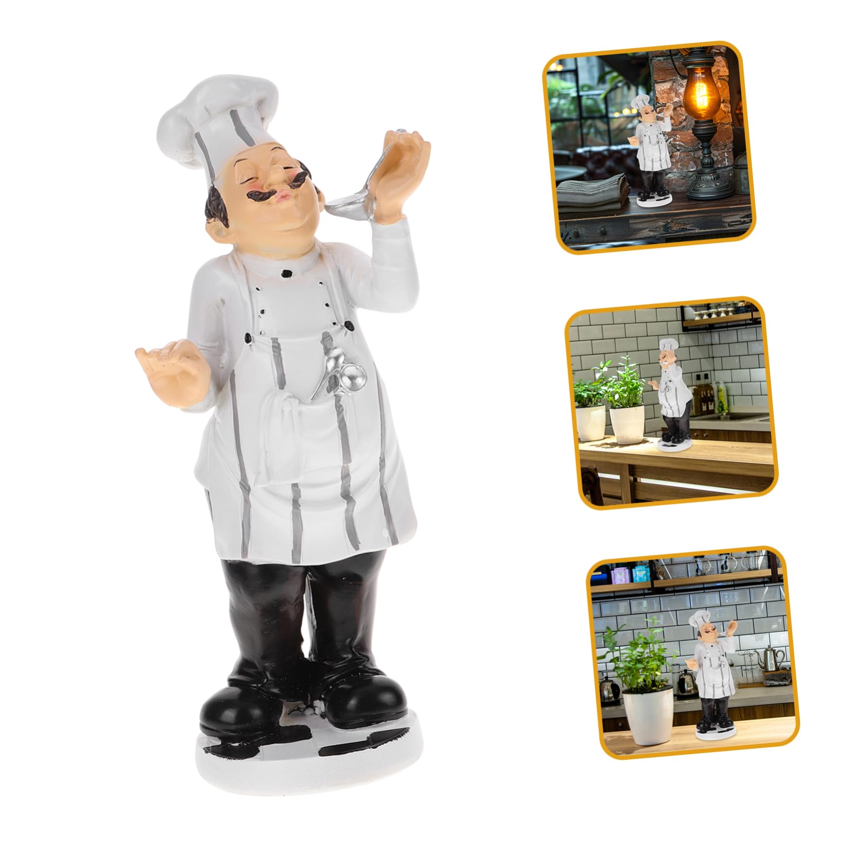 Amosfun Chef Figura Divertente e Stabile Miniatura e Statuetta in Resina Stile Europeo per Decorazione Casa e Ristorante Adatta per Tavoli e Ambienti Cucina Tavoli Ambienti Cucina