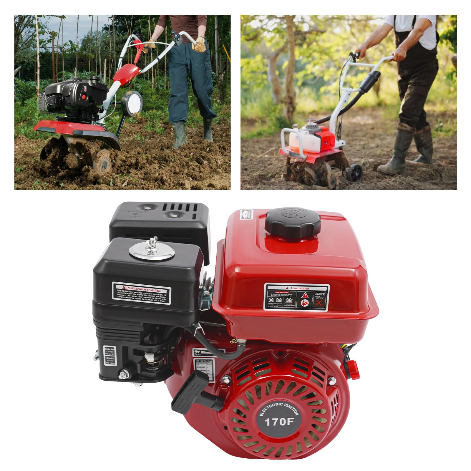 Motore a benzina, 7,5 CV, 4 kW, OHV, motore monocilindrico a 4 tempi, raffreddato ad aria, avviamento a fune, motore a benzina, per pompa dell'acqua, generatore, pulitore ad alta pressione, capacità