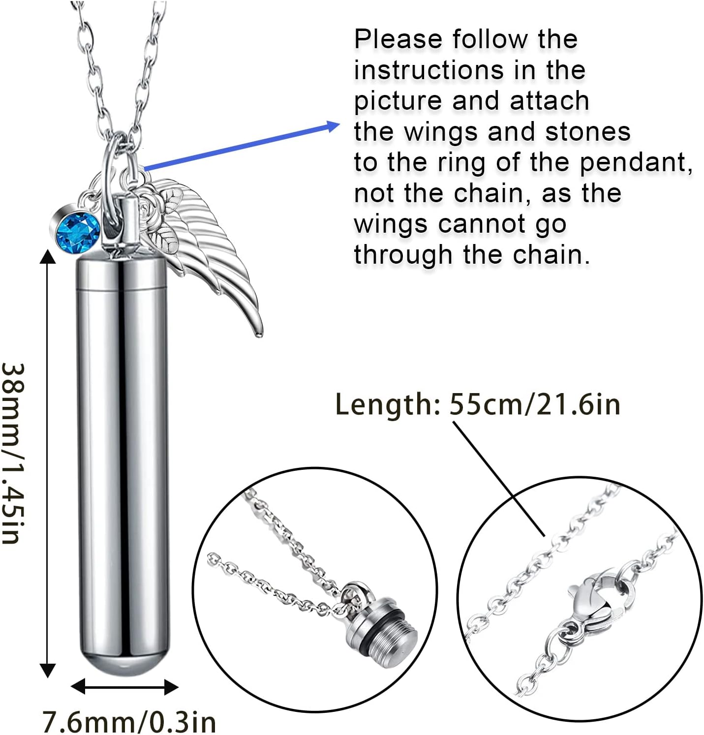 Urn Necklace For Ashes, 16 Pieces Urn Necklace, Stainless Steel Cremation Jewelry For Women Men, Cylinder Keepsake Pendant With Funnel(silver,16 Pieces) - Image 2