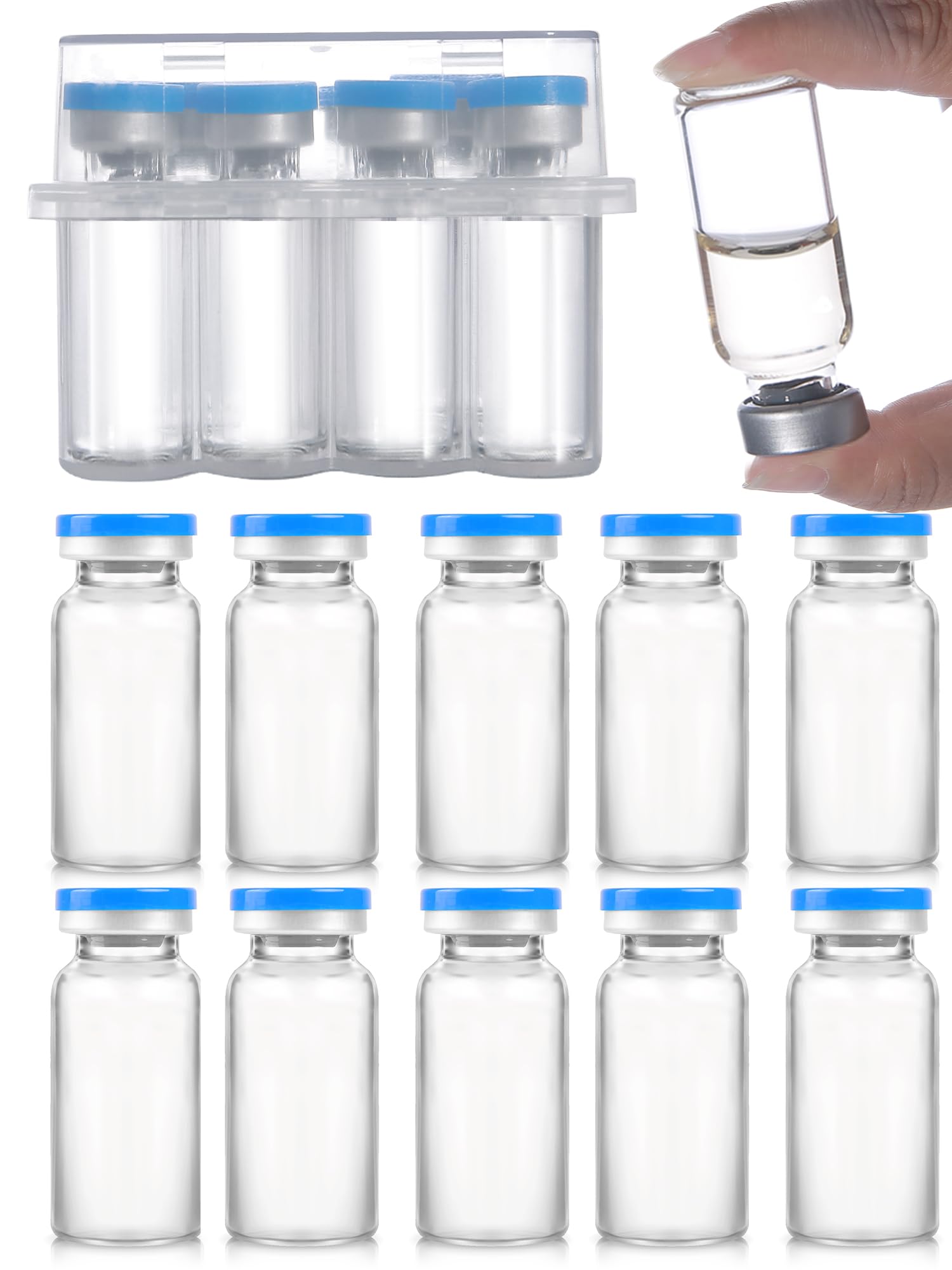 Flacons en verre de 20 ml – Port d'injection auto-cicatrisant, fioles vides stériles avec bouchon scellé (lot de 10)