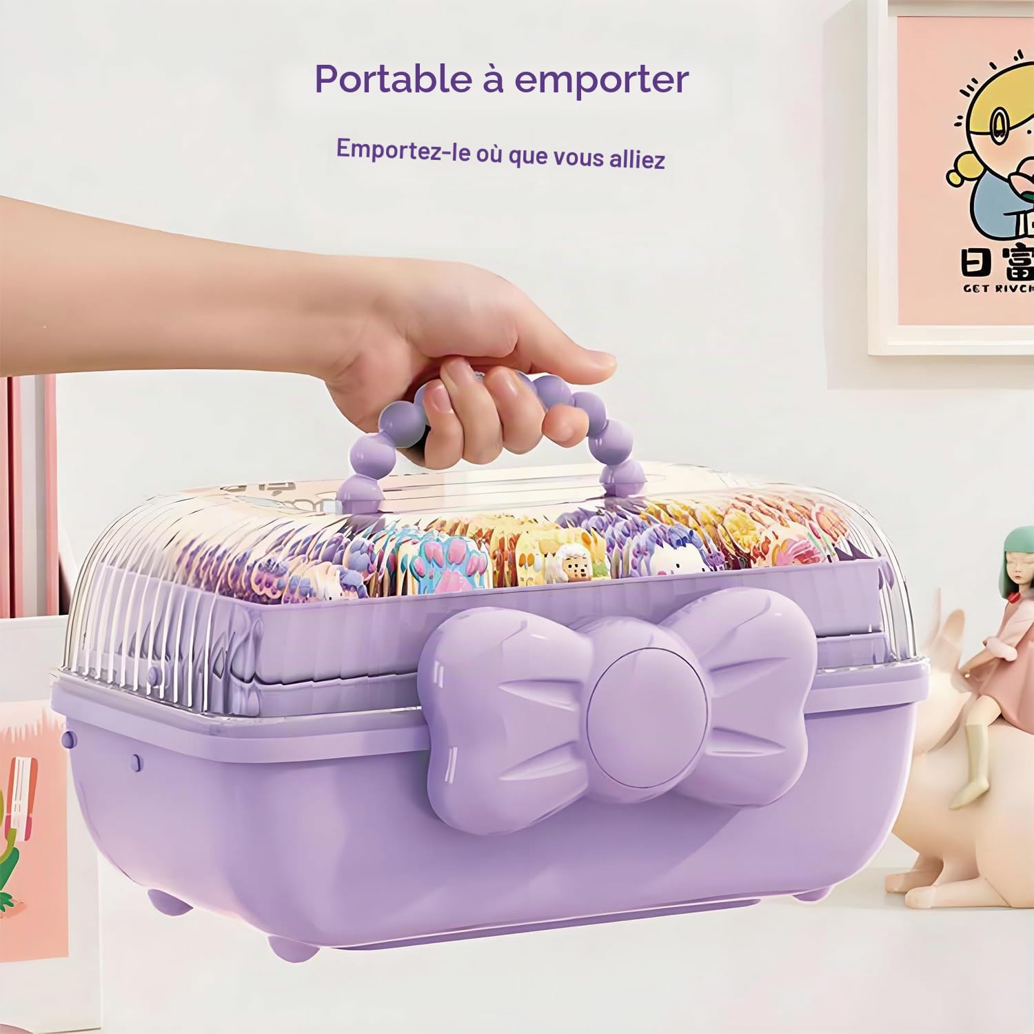Boîte De Stockage Pour Artisanat, Organisateur D'Accessoires Pour Cheveux, Jolie Boîte à Bijoux Pour Fille, Boîte De Rangement Pour Accessoires De Cheveux, pour Accessoires De Cheveux (violet)