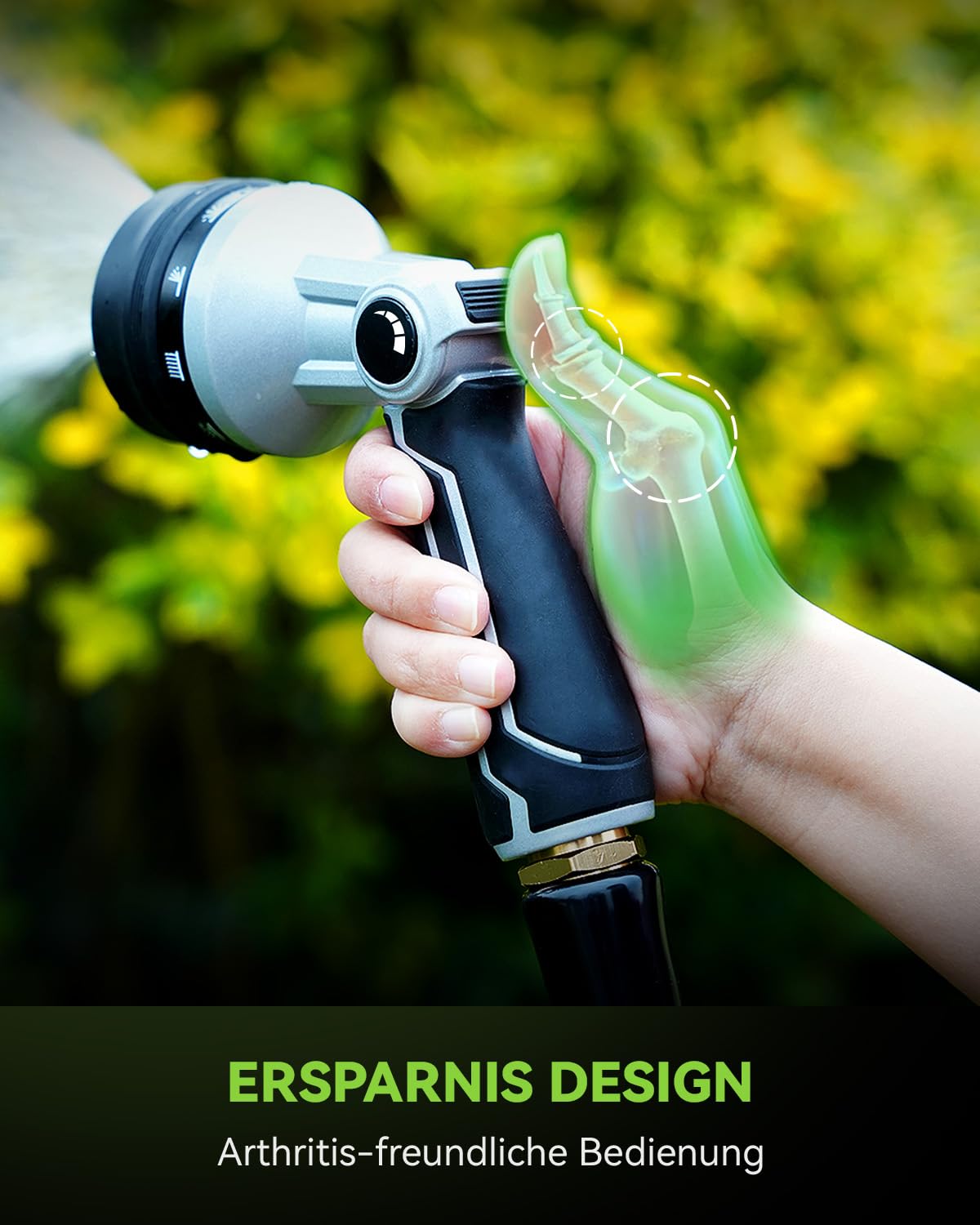 RAINPOINT Gartenbrause Metall, Hochdruck Gartenschlauch Düse mit 10 Bewässerungsmuster, Daumensteuerung, Hochbelastbar Garden Spritze für Bewässerung, Autowaschen, Haustierdusche, Schwarz