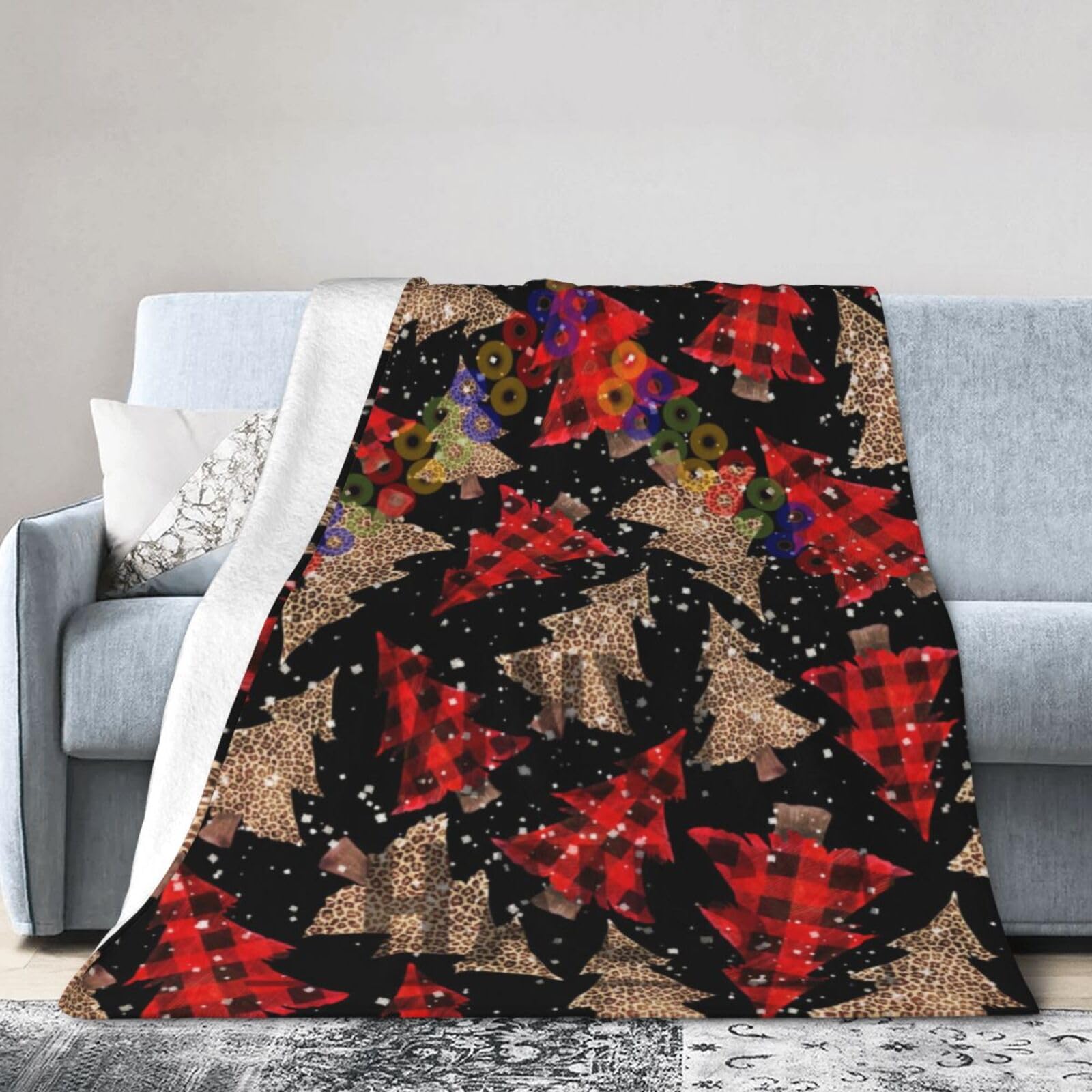 ERTDFXCV Christmas Plaid Blanket 80"x60"