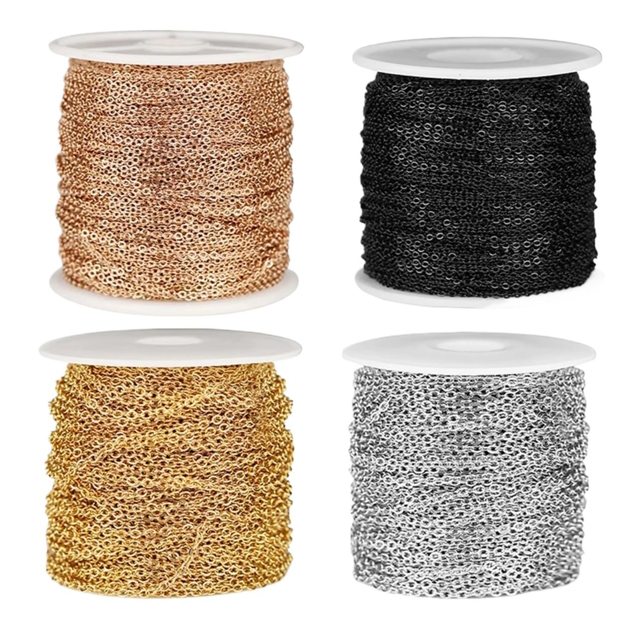 Chain Link 5pcs 2 Meters 1-3mm Stainless Steel Rose Gold Chain for Extending Length(Gold 1mm)