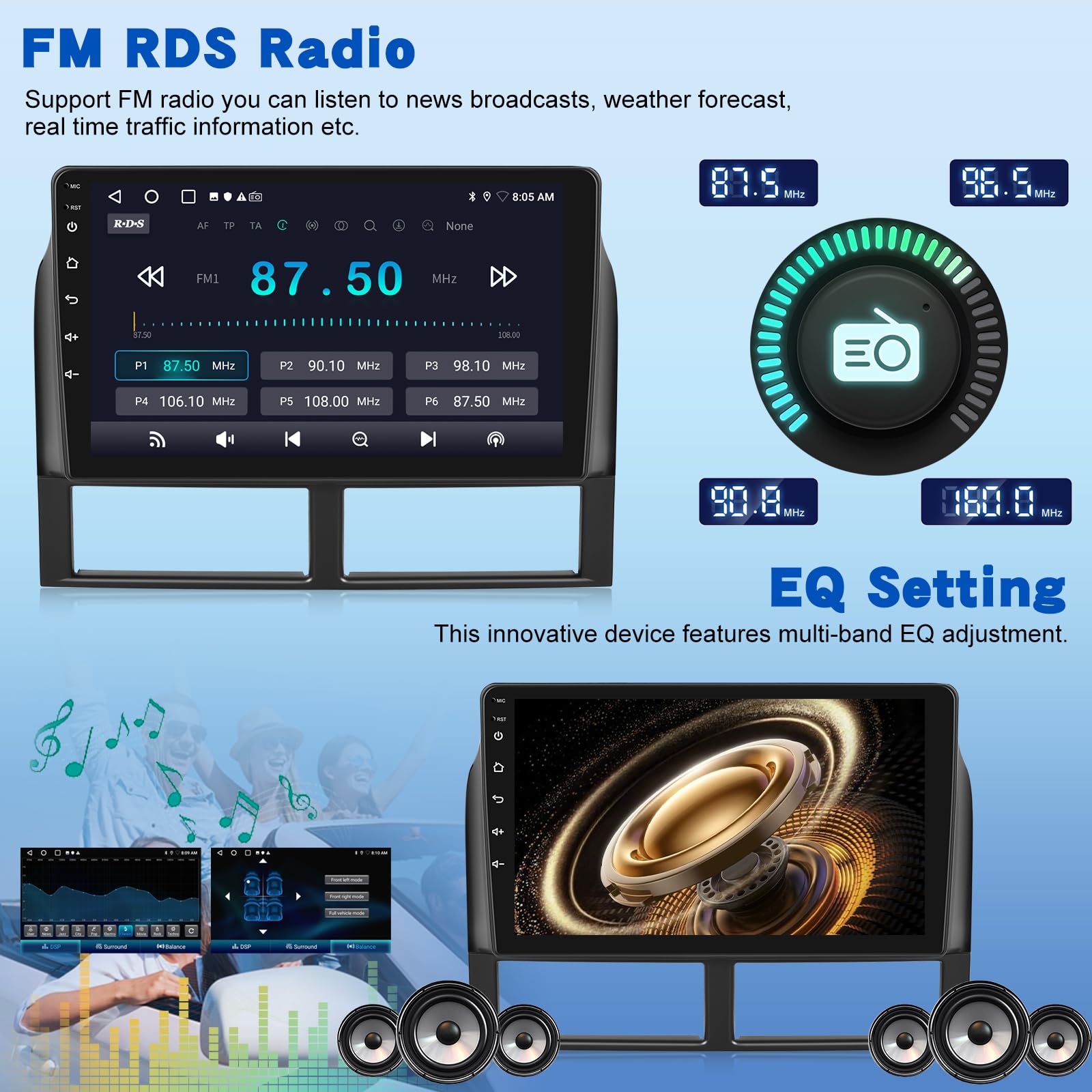 [2G+64G] Android Autoradio per Jeep Grand Cherokee 1998-2005 con Senza Fili Carplay e Android Auto, Autoradio Touch Screen HD da 9 pollici con GPS/WiFi/Bluetooth/EQ/FM RDS