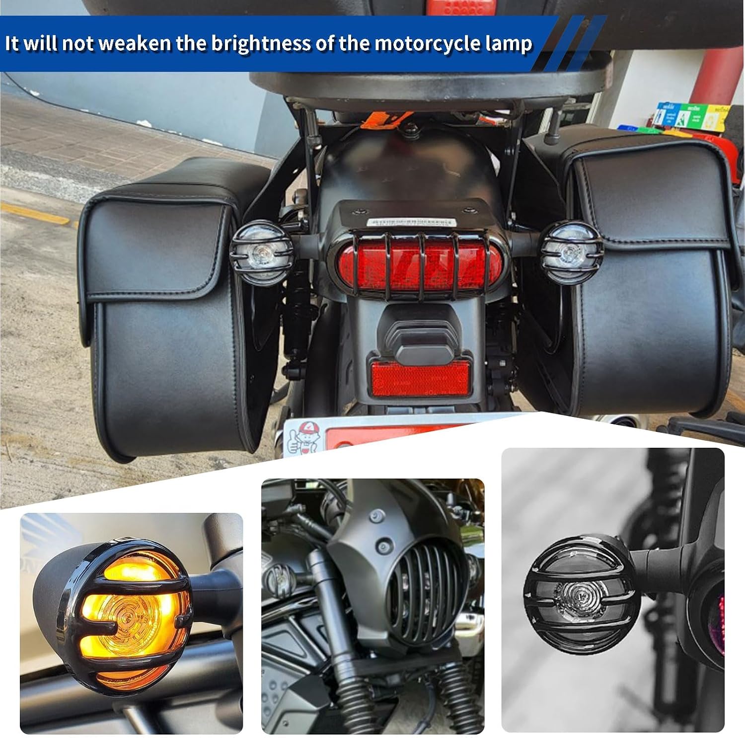 Motorcycle Rebel 500 Headlight Mesh Grill Protector,Front Rear turn signals protection covers fit for HO&N&DA Rebel CMX 250 CMX 300 CMX 500 CMX 1100 2020-2025 (Matte black-6 PCS)