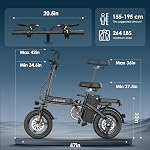 Foldable Electric Bike for Adults and Teens, 14" Mini E-Bike with 700W Peak Motor, 48V Removable Battery and 25-30 Miles PAS Range, Folding Electric Bicycle for Daily Commuting