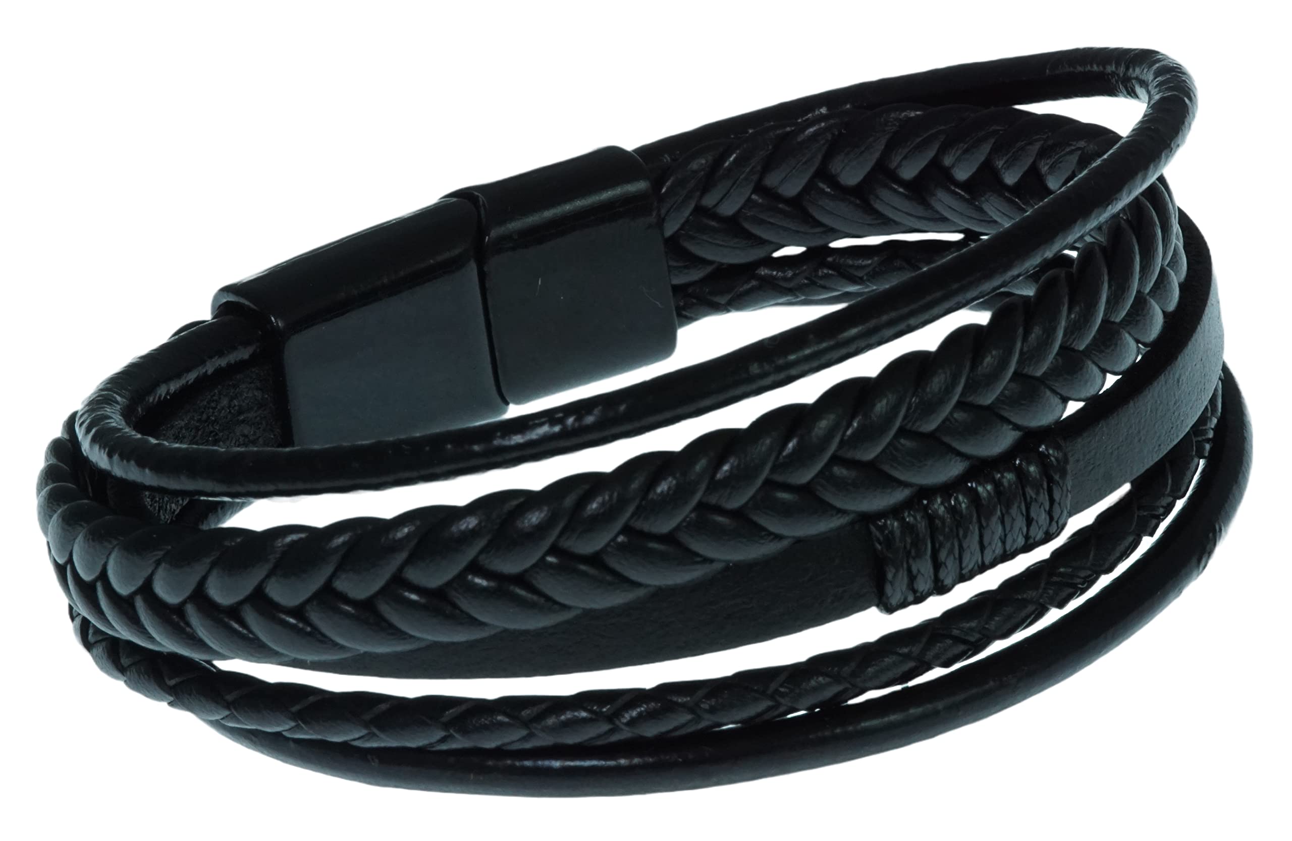 THE MEN THING ADRONIX BLACK - Leather Bracelet, Leather Multi-Layer Bracelet with Stainless Steel Magnetic Buckle for Men & Boys (8inch) (B0BHPBDZYB) Amazon Price History, Amazon Price Tracker