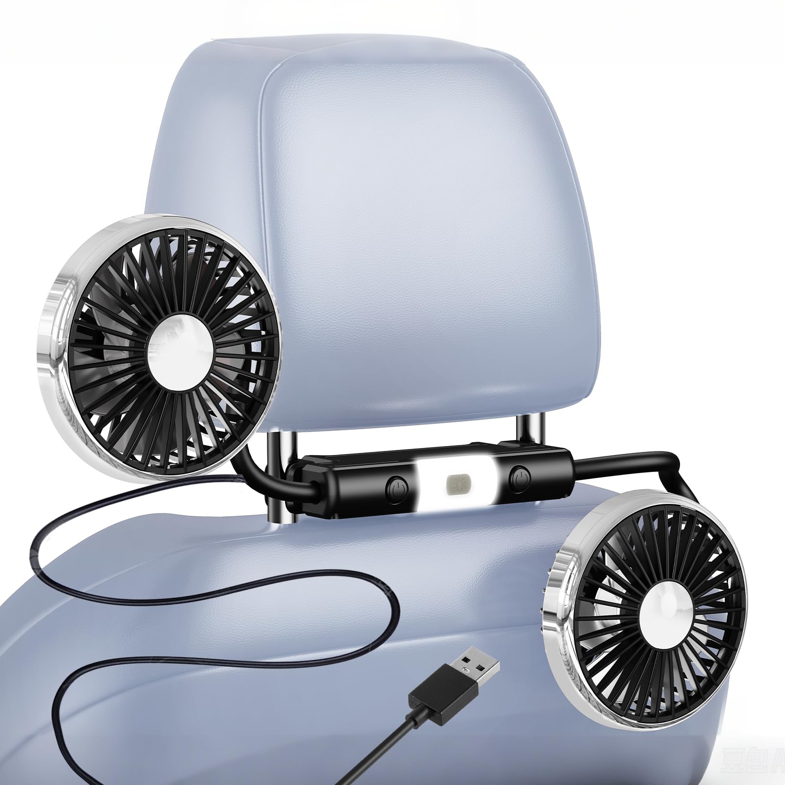 NIFBANG 車 扇風機 USB 車載扇風機 低騒音 後部座席 360°角度調…