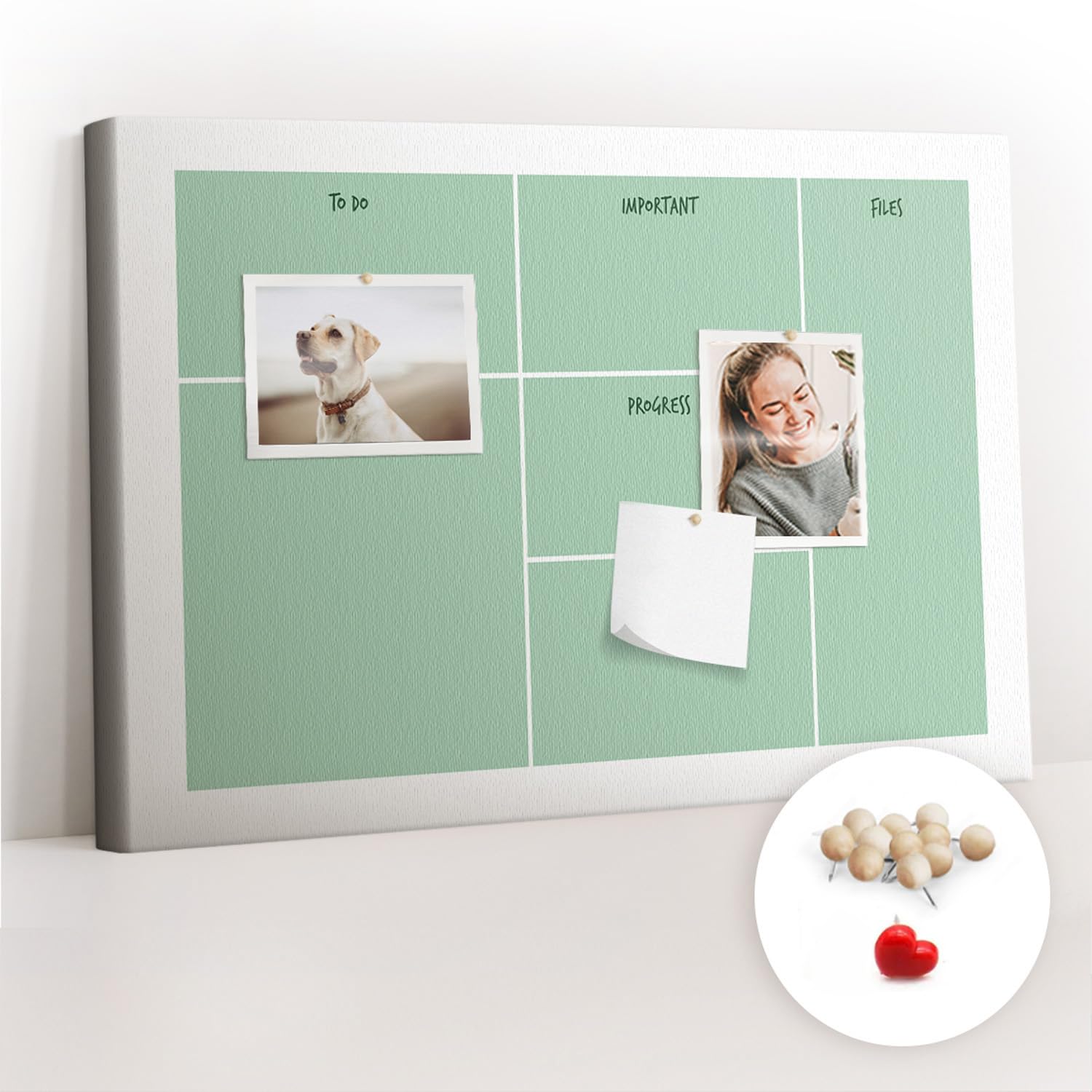 Bacheca in sughero orizzontale a parete | pannello per organizzazione ufficio home office | ideale per appunti foto idee e pianificazione - 60x40 - di legno - Organizzatore da scrivania