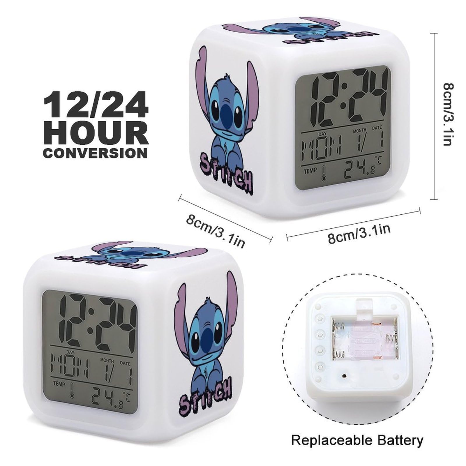 Amazon.co.jp: 目覚まし時計 スティッチ 目覚ましライト 置き時計 6色