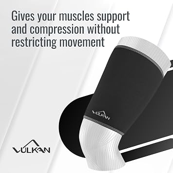 VULKAN Classic Thigh Support, Medium, Thigh Brace for Muscle Stability, Thigh Compression Sleeve for Hamstring Injuries and Strains, Neoprene Thigh Support for Athletes, Exercises, and Working Out