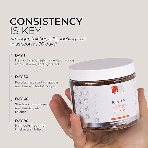 Miniatura 8 de DS Labs Revita Hair - Gomitas de vitaminas para el cabello, soporte para cabello más grueso, con biotina, zinc, vitamina D, hierro, magnesio y