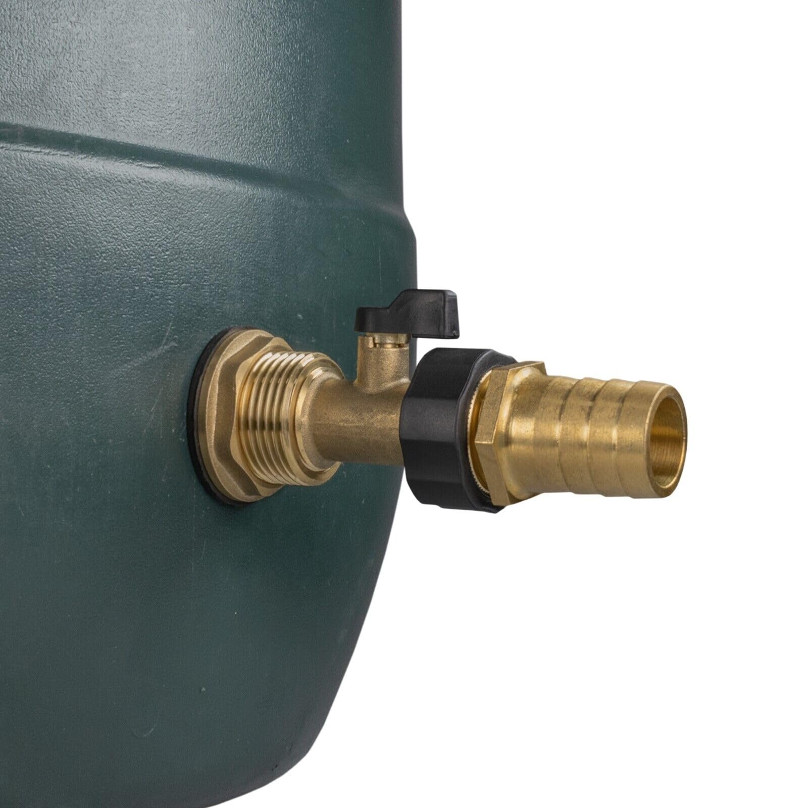 1" Brass Metal Lever Water Butt Replacement Tap with Quick Hosepipe Outlet – Durable Bib Tap for Garden Watering and Irrigation Systems (Brass Valve 1" Barb)