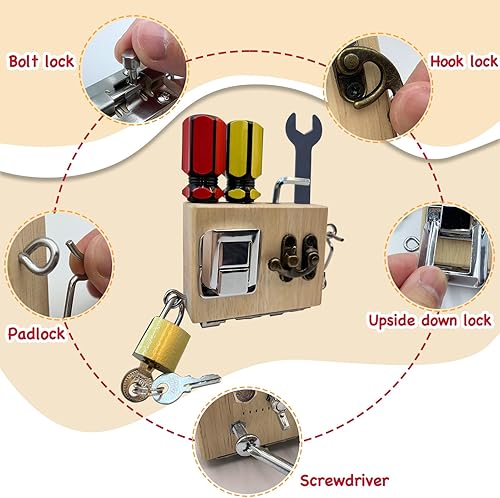 Miniatura 3 de Moteizho Montessori - Tablero de destornillador de madera para habilidades motoras finas, juguete para niños y niñas, juguete sensorial preescolar