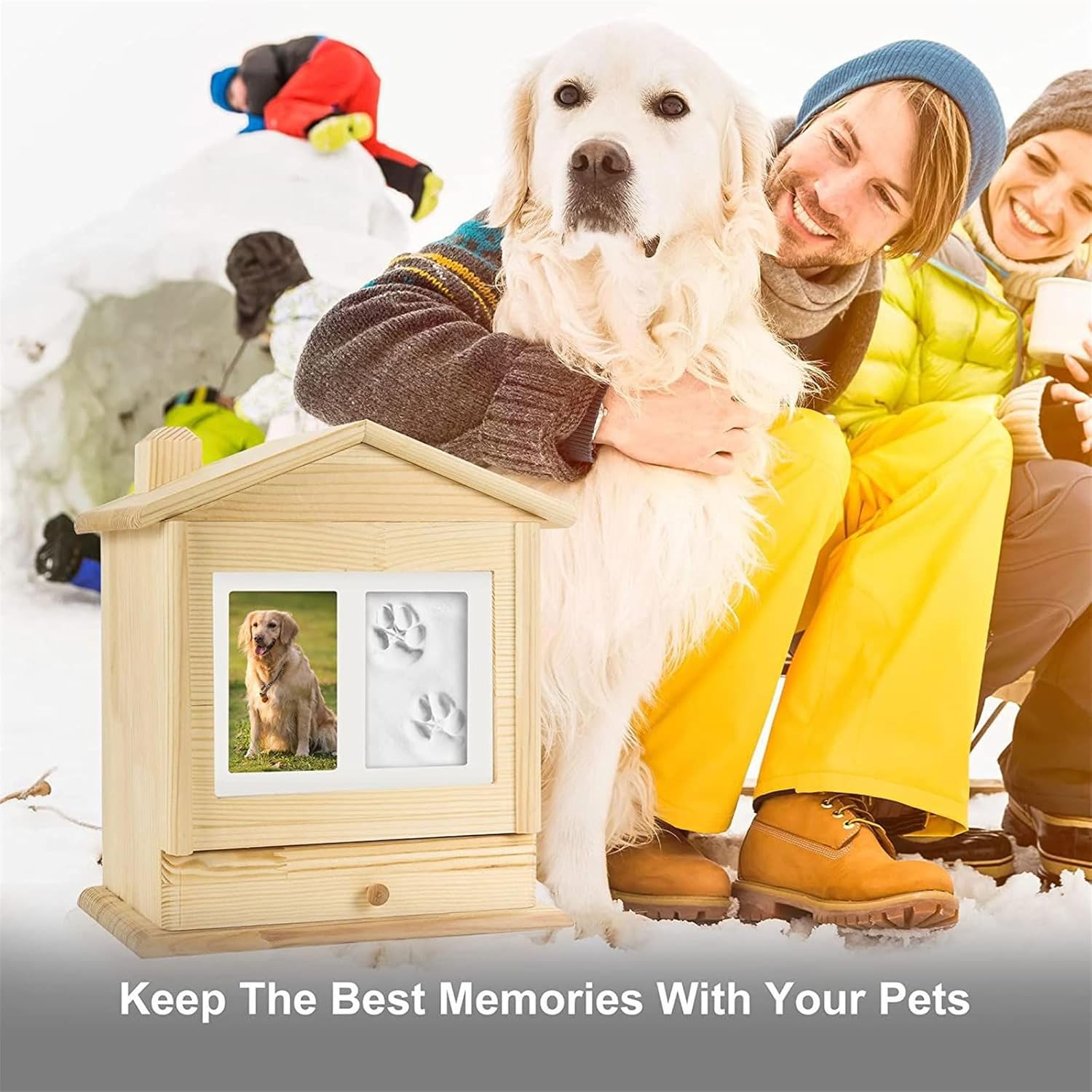 Dogs Urn Pet Memorial Urns for Remembrance Solid Wood Pets Ashes Box Can Place Photo Urn Box for for Ashes Personalized
