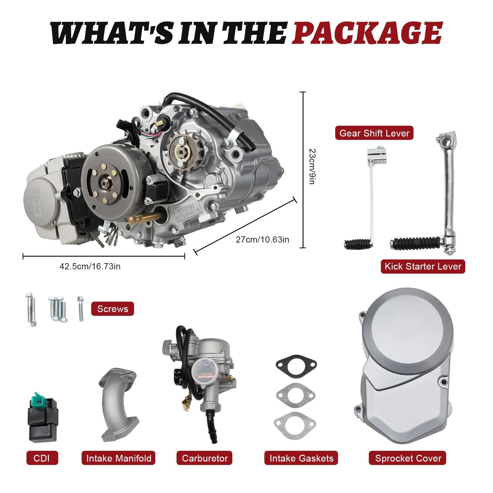 Motorrad 125ccm Dirt Bike Motor Kit, 125ccm Motor 4 Takt Motor, 6,5KW Luftgekühlter Einzylinder Motor mit CDI Zündanlage, 125cc Motor Dirt Bike Engine für Dirt Bike Pitbike CRF50 XR70 Z50