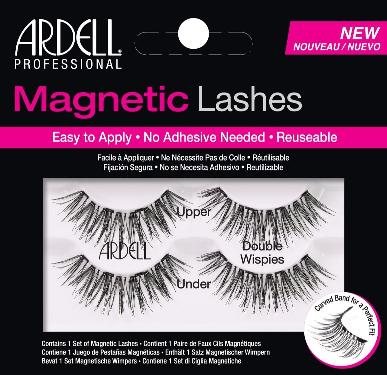 Ardell False Eyelashes Magnetic Lashes Double Wispies Black Full Volume Long Length Easy-To-Apply No Adhesive Invisiband Comfortable Wear Reusable Vegan-Friendly Cruelty-Free Magentic Lashes