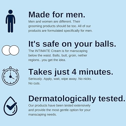 Vista 2 de No Hair Crew Crema depilatoria íntima/privada en casa para hombres, sin dolor, impecable, calmante para cabello corporal masculino grueso