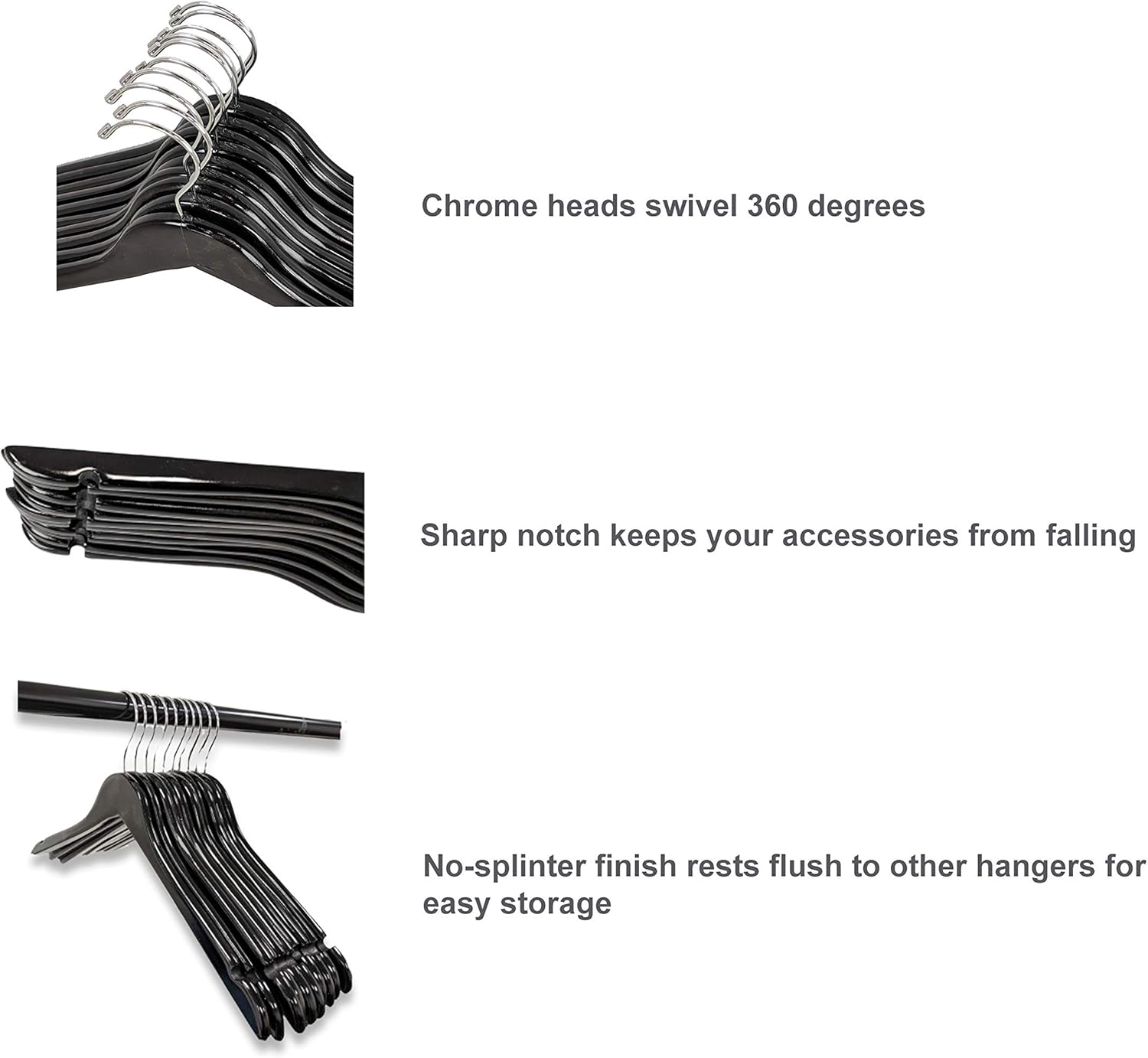 Pillowtex Wood Top Hangers - Set of 20 White Hangers