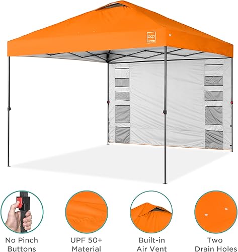 Miniatura 4 de Best Choice Products Toldo desplegable fácil de 10 x 10 pies con pared lateral, 10 bolsillos, funda de transporte portátil, configuración de 1