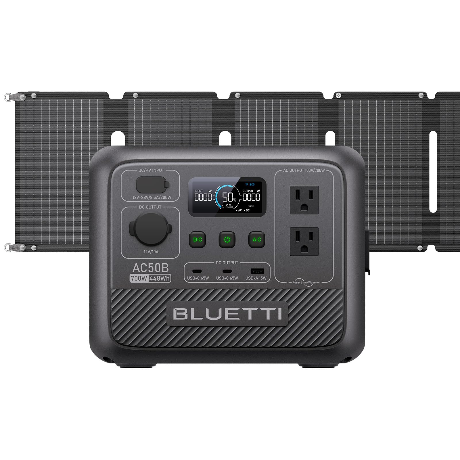 BLUETTI Solar Generator AC50B with 60W Solar Panel Included, 448Wh 700W