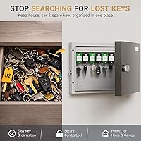Vista 3 de Caja de Bloqueo de Llaves WeHere, Gabinete de Pared con 16 Etiquetas de Llaves y Cerradura de Combinación - Mini ERP - Ideal para Valetos, Hoteles