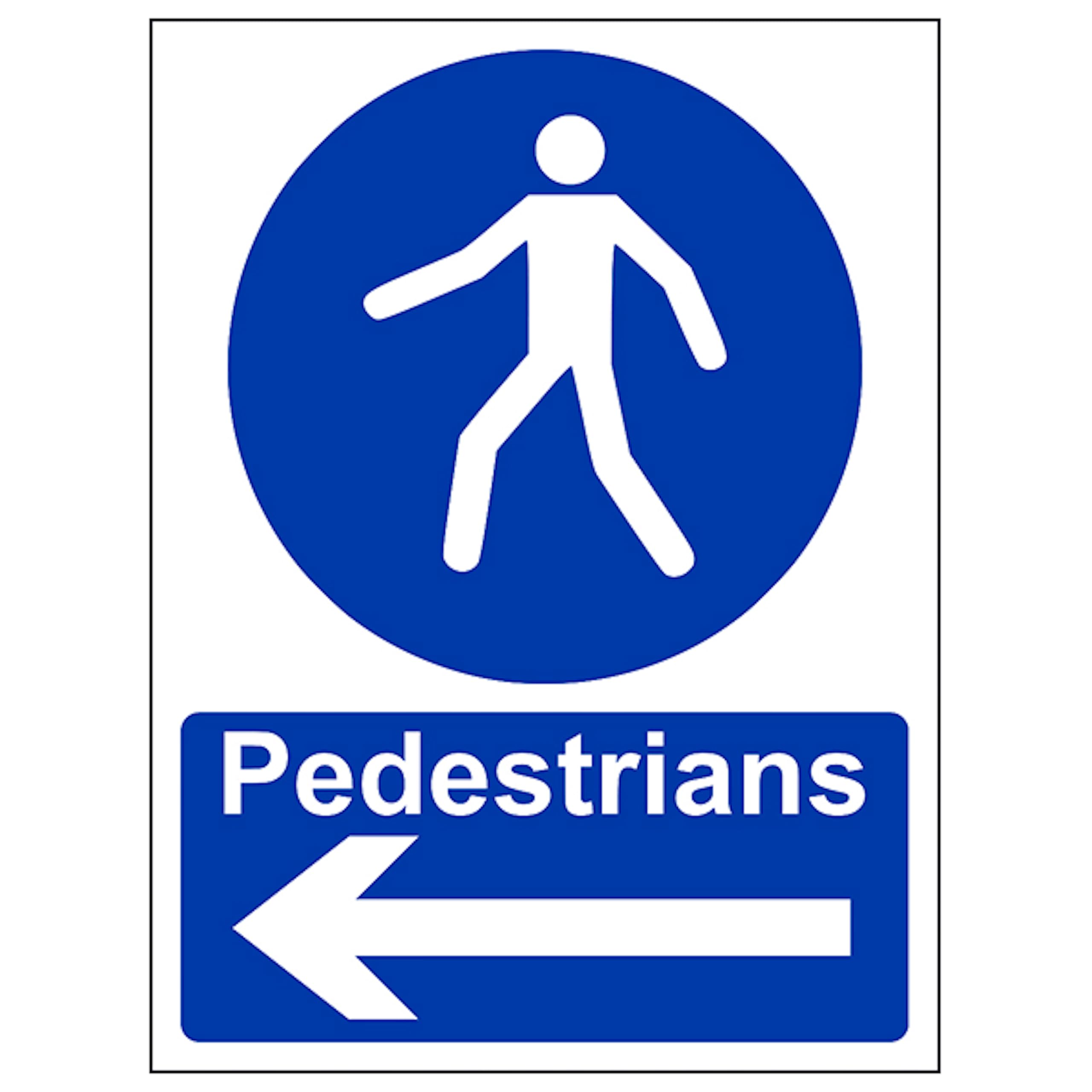 V Safety Pedestrians - Arrow Left 200 x 300mm - 3mm Aluminium Composite Safety Sign