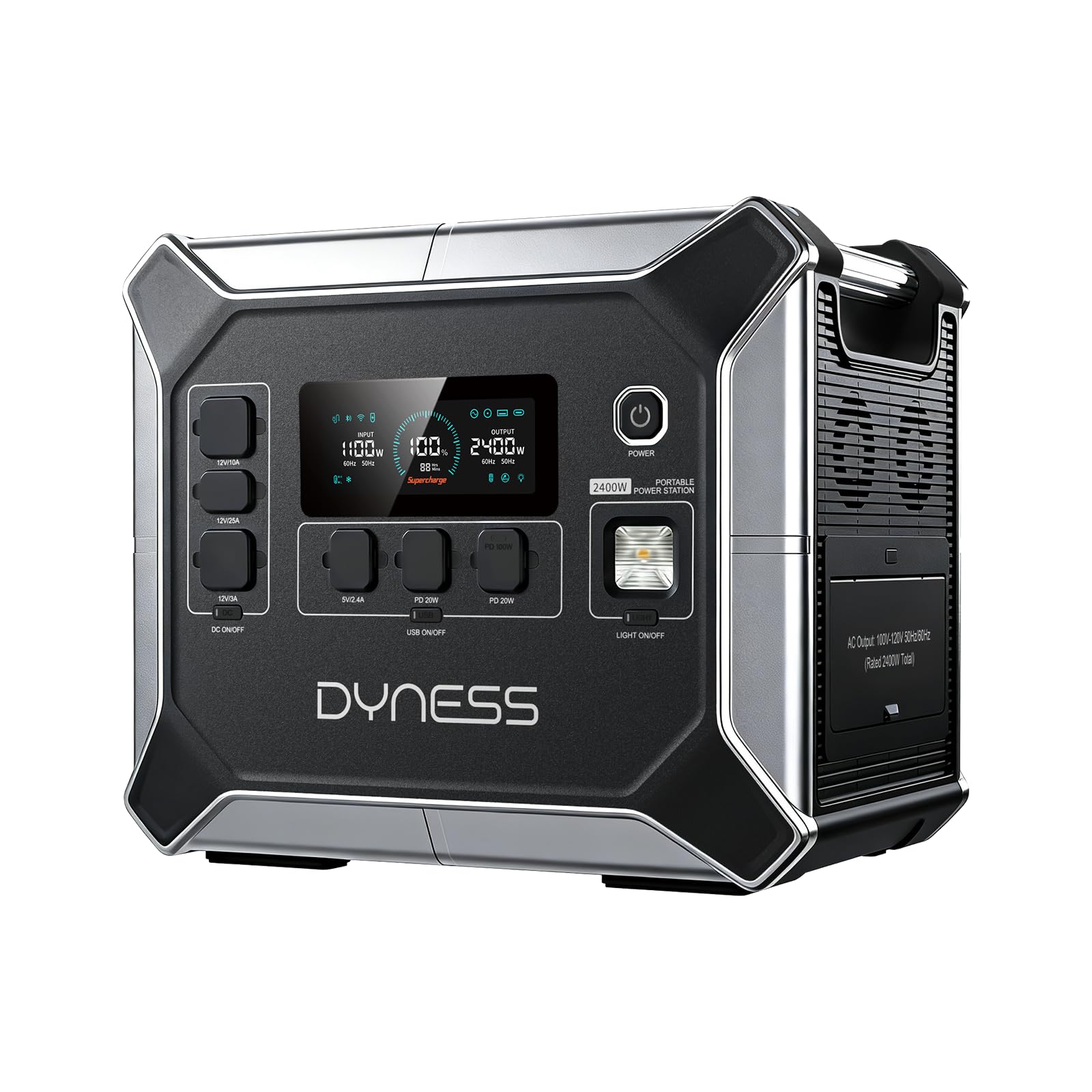 DYNESS Portable Power Station, 2048Wh, 2400W Output, LiFePO4 Battery