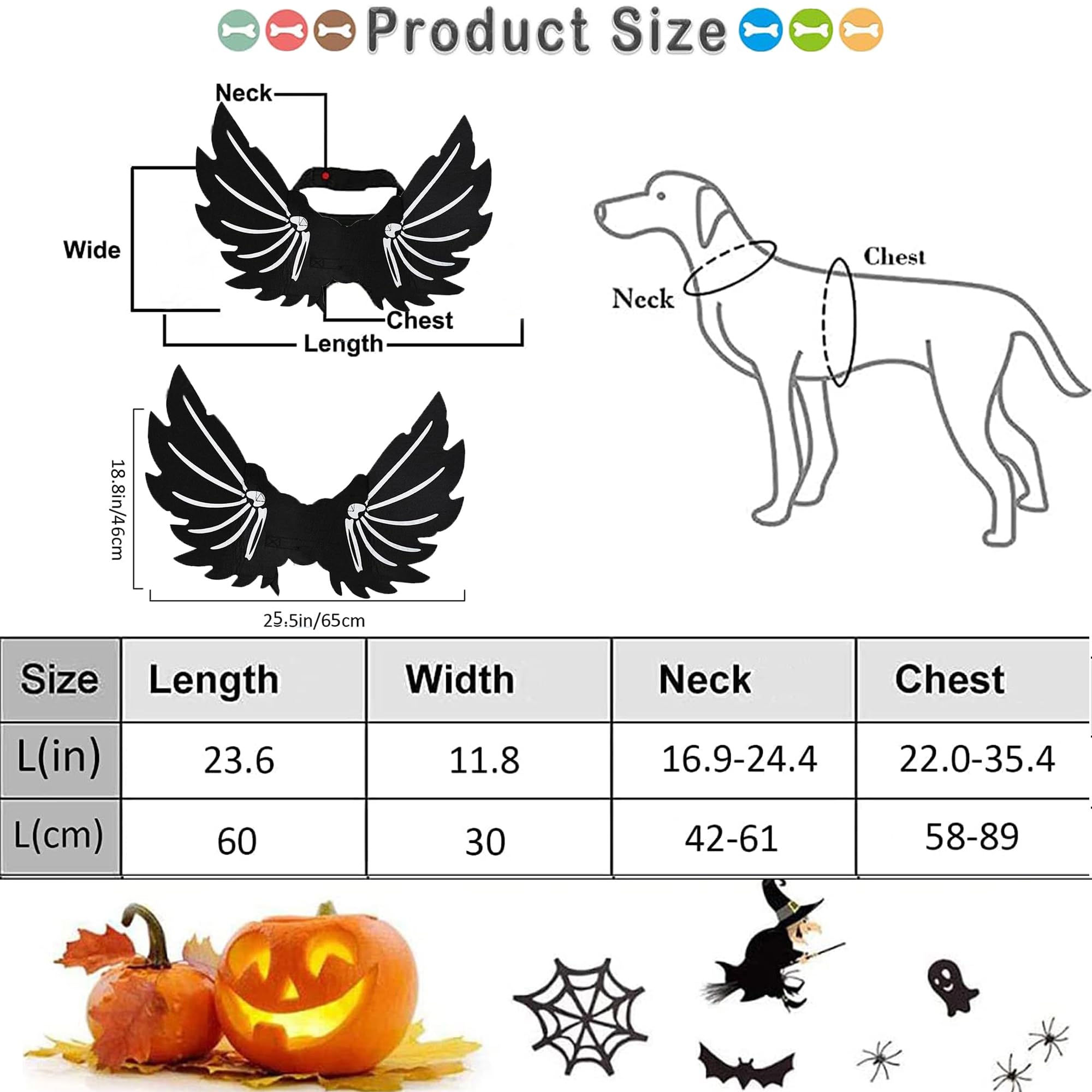 LIBRNTY Ali di Grande Cane,Ali di Pipistrello per Animali Domestici,Halloween Pet Costume,Decorazione Cosplay per Cani di Grossa Taglia,Feste di Halloween e Altro Ancora(Nuovo aggiornamento nel 2023)