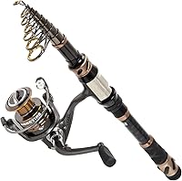 PLUSINNO Fishing Rod Reel Combo - Telescopic Carbon Fiber Pole & 12+1 Bearing Spinning Reel - Full Beginner Kit