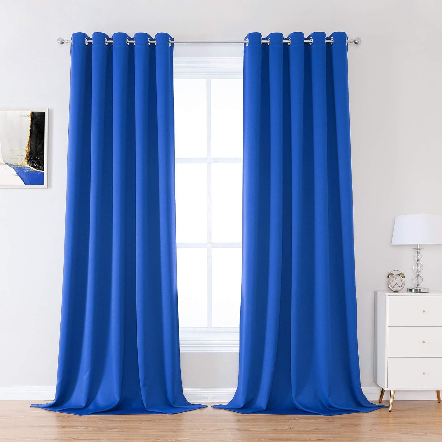DUALIFE 120 Inch Length Extra Long Blackout Curtain for Living Room Solid Energy Efficient Room Darkening Bedroom Curtains Thermal Insulated Grommet 60 x 120 Inch Royal Blue