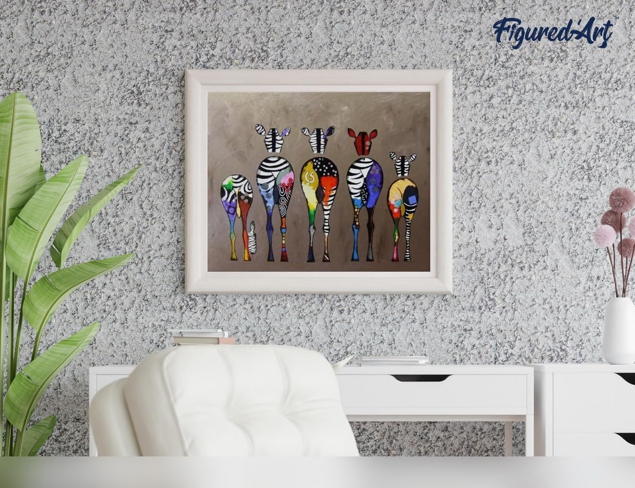 Figured'Art Paint by Numbers for Adults Zebras Back 16"x20" - Craft Art Painting Rolled Canvas with DIY Wooden Frame