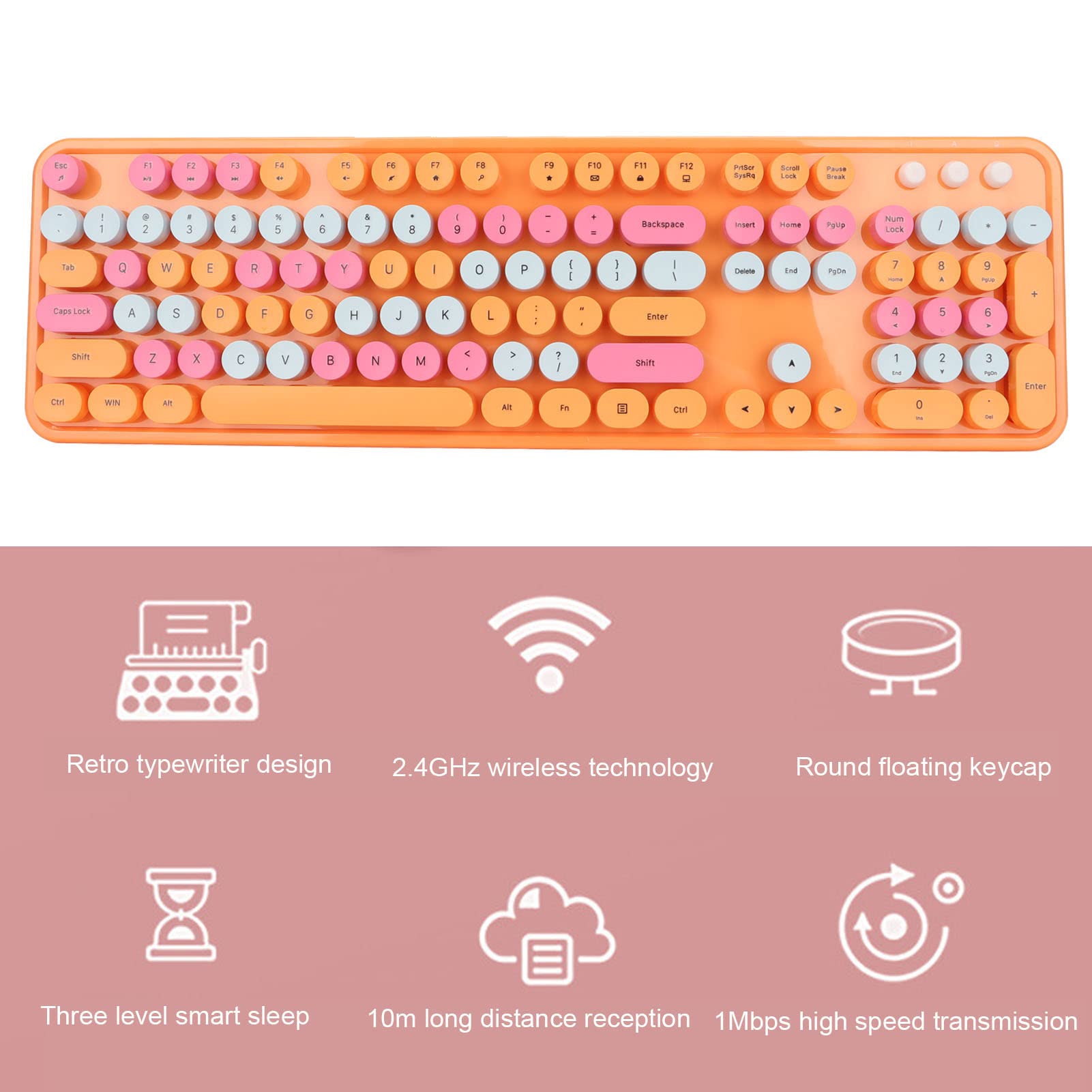 Ensemble clavier-souris sans fil, souris et clavier sans fil, combo clavier-souris, 104 touches, avec récepteur USB, conception ergonomique, plug and play, pour PC, ordinateur portable, ordi