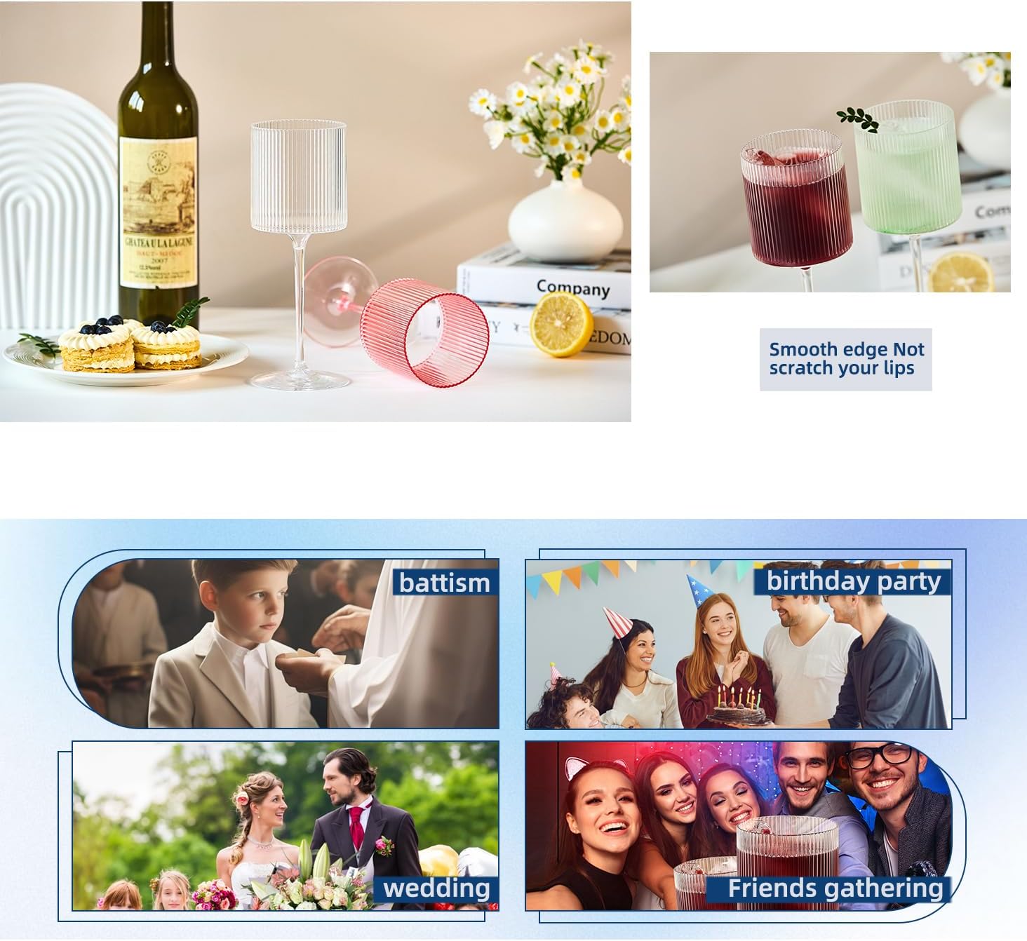 Plastic Goblets Wine Glasses - 12Oz Acrylic Wine Glasses Origami Unbreakable Clear Plastic Cocktail Glasses Recyclable Shatterproof Reusable Wine Cups for Parties & Weddings (Pink) - Image 7