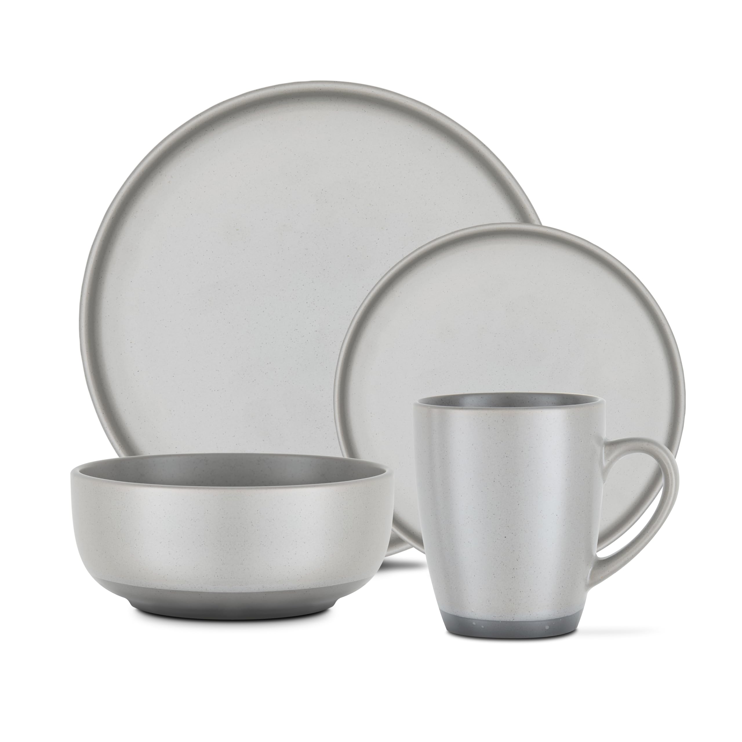 Barbary & Oak BO867007GRY Avena-Vajilla de gres, 16 Piezas, Gris fósil