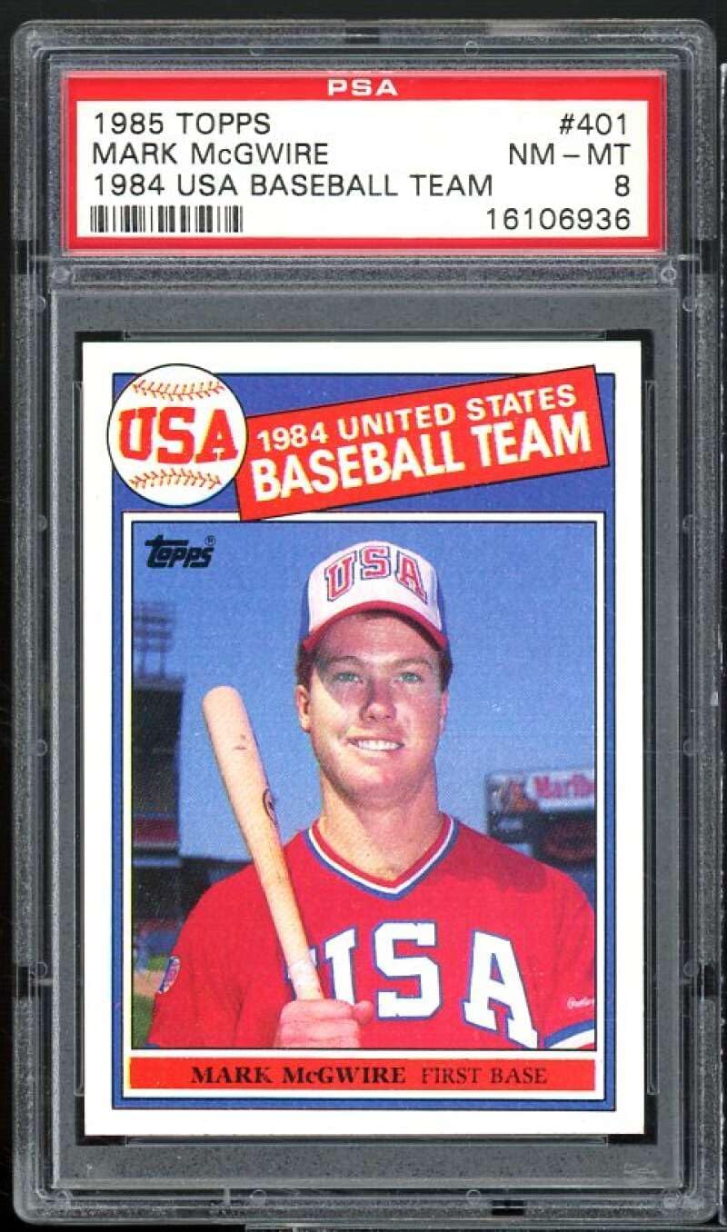 Mark McGwire Rookie Card 1985 Topps #401 PSA 8
