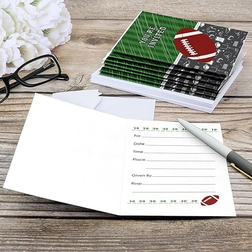 Miniatura 3 de Big Dot of Happiness End Zone - Fútbol - Rellena invitaciones para baby shower o fiesta de cumpleaños (8 unidades)