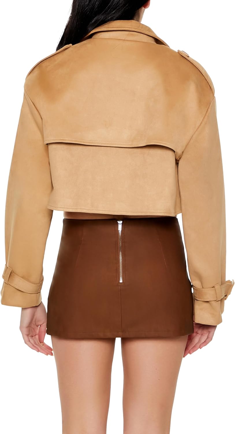 Forever 21 womens Faux Suede Cropped Trench Coat - Image 5