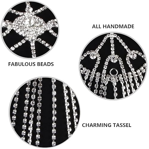 Miniatura 6 de VIJIV Tocado de diamantes de imitación de los años 20 para mujer, para boda, novia, con cuentas, cadena de cabeza, joyería, accesorios para el