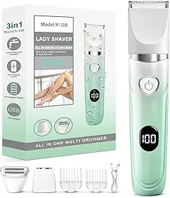 2 em 1 Aparador de biquíni para mulheres - barbeador elétrico indolor, IPX7 à prova d'água, Carregável, aplicável a biquíni, pernas, braços e axilas