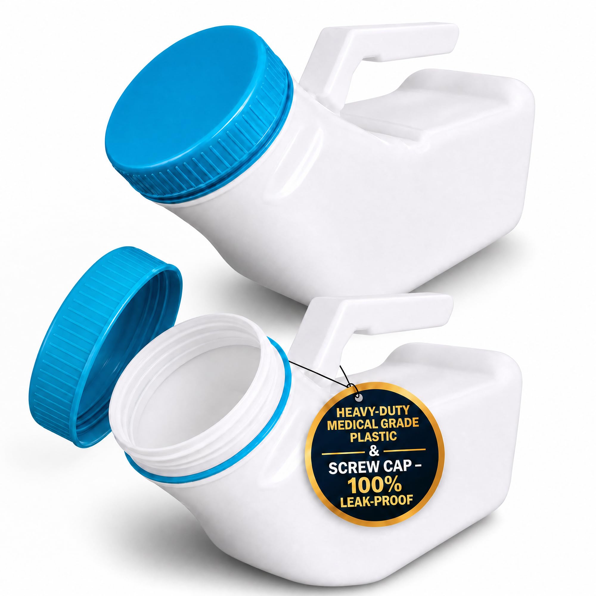 MedVance 1000mL Premium Urinals for Men Spill Proof Glow in Dark Lid 2 Pack