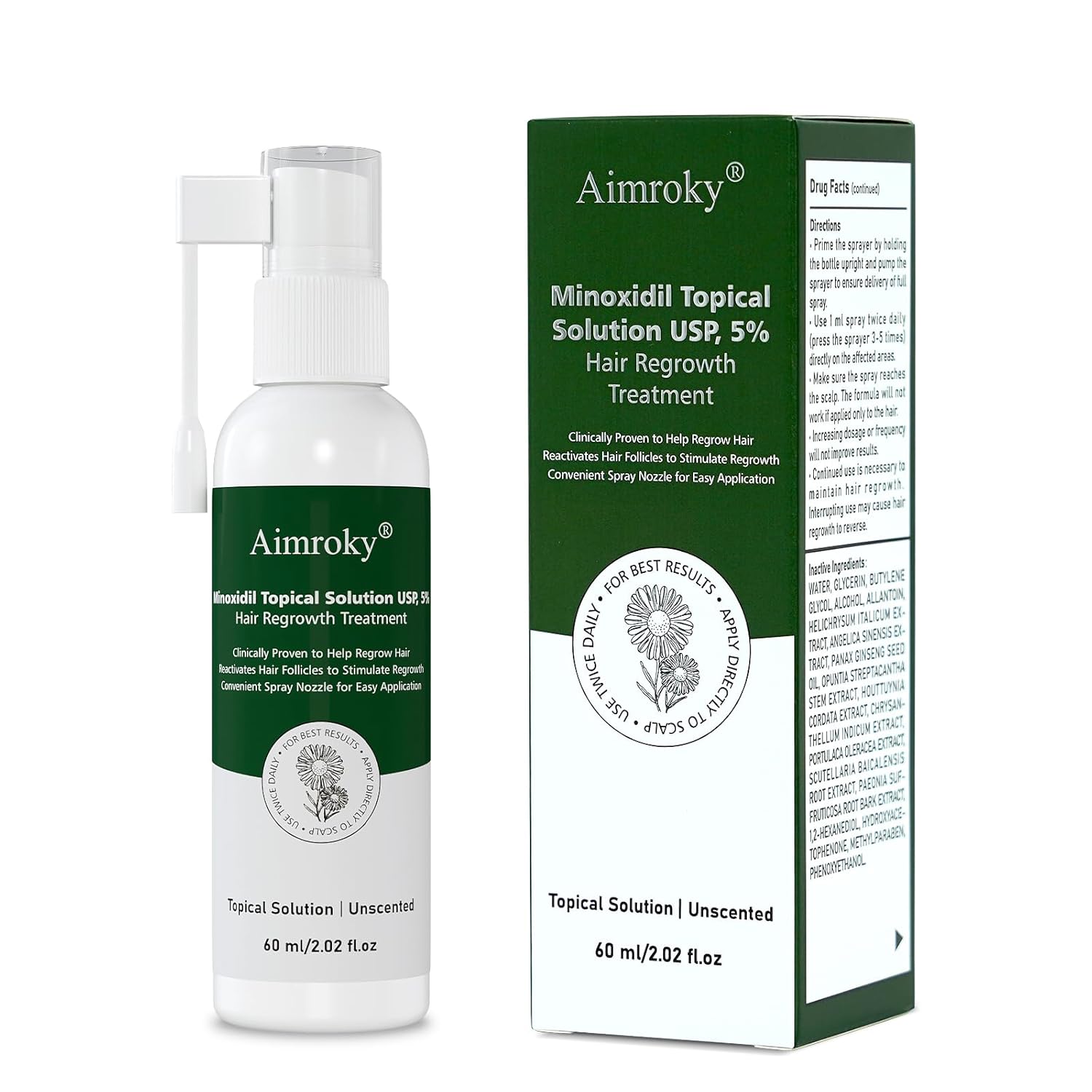 Minoxidil para hombres y mujeres, aerosol para el crecimiento del cabello, 5% de aceite de crecimiento de barba de minoxidil, suero avanzado para el