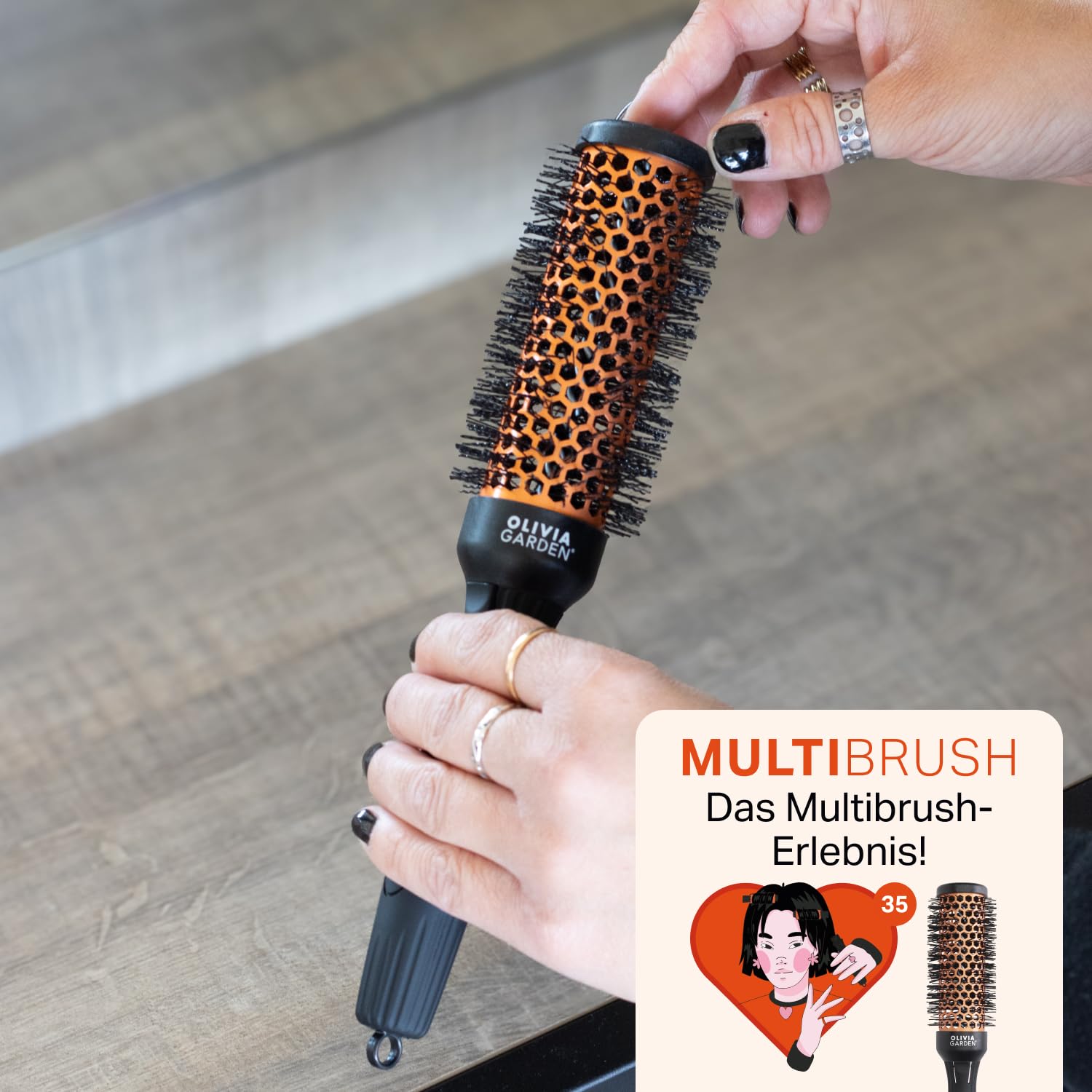 Olivia Garden Multibrush Curlers Kit - 4 Aufsätze & 1 abnehmbarer Griff - Perfekt für Locken und Volumen