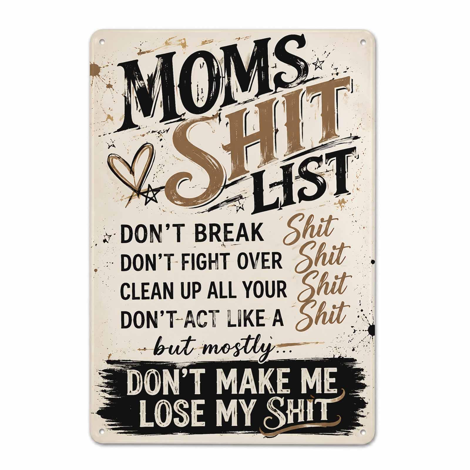 Gsrony Boys Type18 Funny Mom Household Rules Vintage Metal Tin Sign 8X12,Waterproof